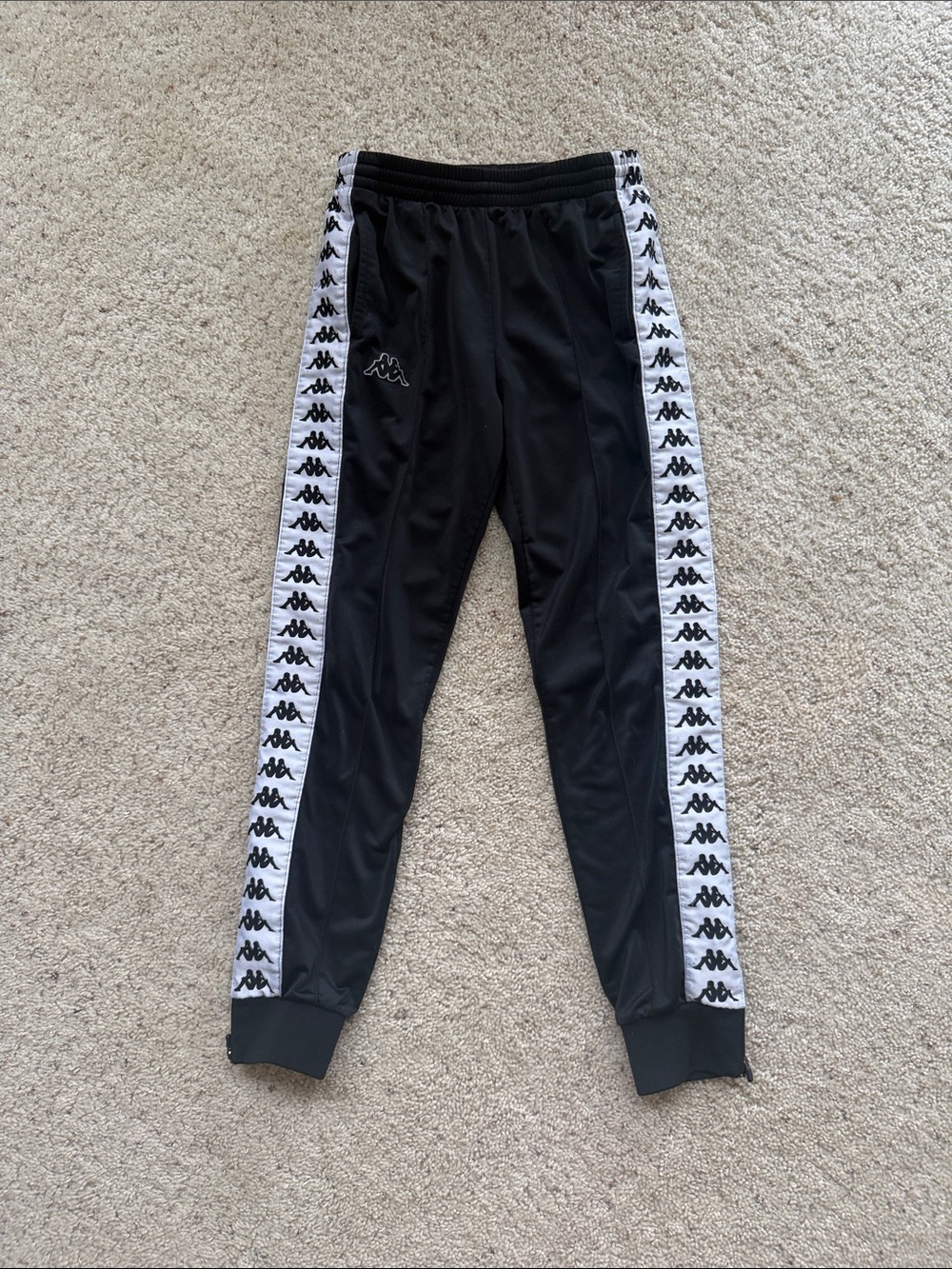 Kappa Black Joggers with White Logo Tape